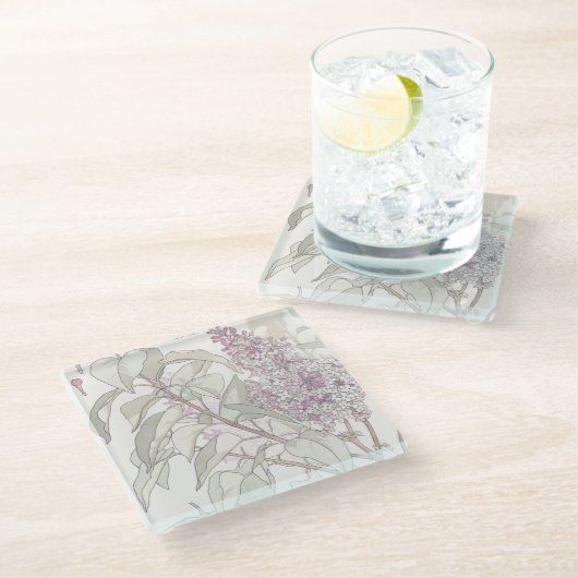 Botanisch Lila Glazen Onderzetter (Schuin)