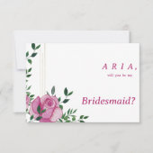 Botanisch lila groen goud roos bloemenbruidsmeisje kaart (Voorkant)