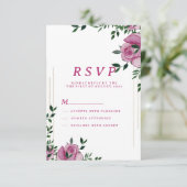 Botanisch lila groen gouden roos floraal RSVP Kaart (Staand voorkant)