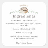 Botanisch Logo Ingredienten Cinnamon Roll Product Vierkante Sticker (Voorkant)