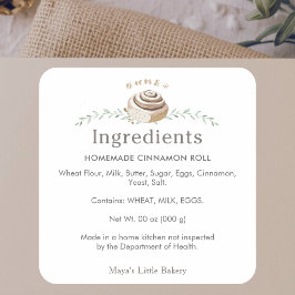 Botanisch Logo Ingredienten Cinnamon Roll Product Vierkante Sticker