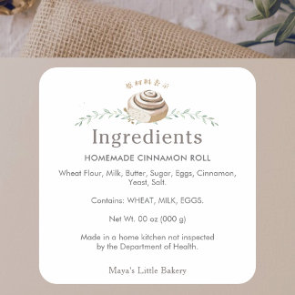 Botanisch Logo Ingredienten Cinnamon Roll Product Vierkante Sticker