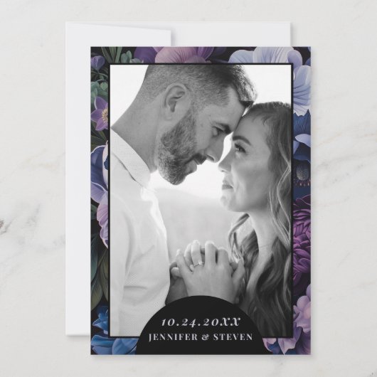 Botanisch maanlicht | Gotische bloemenbruiloft Kaart (Achterkant)