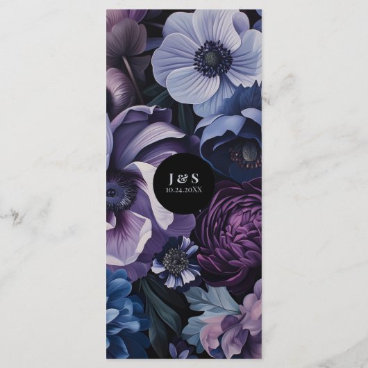 Botanisch maanlicht | Gotische bloemenbruiloft Menu (Achterkant)