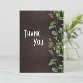 Botanisch. met bruine Floral Greenery Bedankkaart (Staand voorkant)