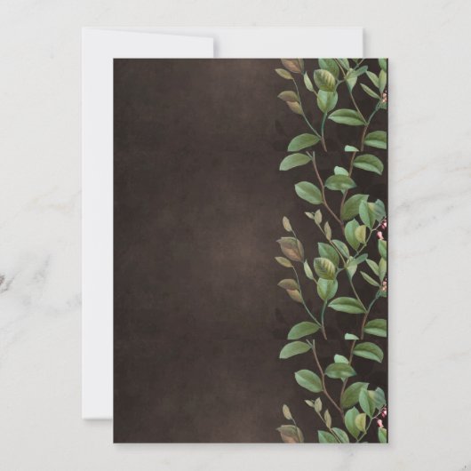 Botanisch. met bruine Floral Greenery Bedankkaart (Achterkant)