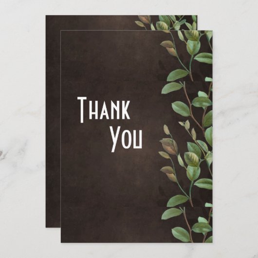 Botanisch. met bruine Floral Greenery Bedankkaart (Voorkant / Achterkant)