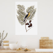  botanisch met gele vogel poster (Keuken)
