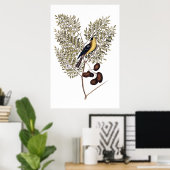  botanisch met gele vogel poster (Thuiskantoor)