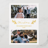 Botanisch met kerstmis aangepast fotoscript folie feestdagenkaart (Voorkant)