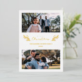 Botanisch met kerstmis aangepast fotoscript folie feestdagenkaart (Staand Voorkant)