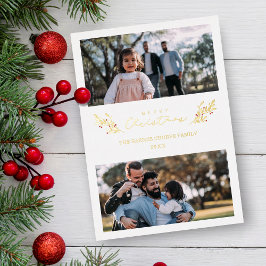 Botanisch met kerstmis aangepast fotoscript folie feestdagenkaart