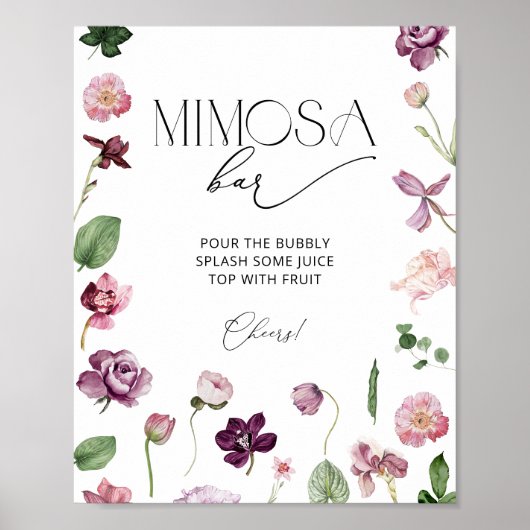 Botanisch Mimosa Bar Drink Bord Poster (Voorkant)