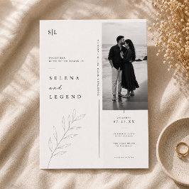 Botanisch minimalistische trouwuitnodiging. kaart