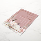Botanisch Modern Bruiloft Roos Goud Folie Uitnodiging (Gedraaid)