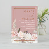 Botanisch Modern Bruiloft Roos Goud Folie Uitnodiging (Staand Voorkant)