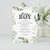 Botanisch modern Oerwoud Safari Giraffe Baby showe Kaart (Staand voorkant)