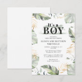 Botanisch modern Oerwoud Safari Giraffe Baby showe Kaart (Voorkant / Achterkant)