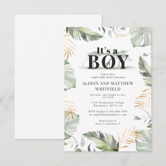 Botanisch modern Oerwoud Safari Giraffe Baby showe Kaart (Voorkant / Achterkant)