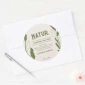 Botanisch modern patroon Cosmetisch productetiket Ronde Sticker (Envelop)