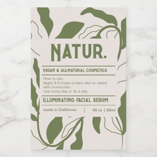 Botanisch modern patroon Cosmetisch productetiket Voedselcontainer Etiket (Enkel label)