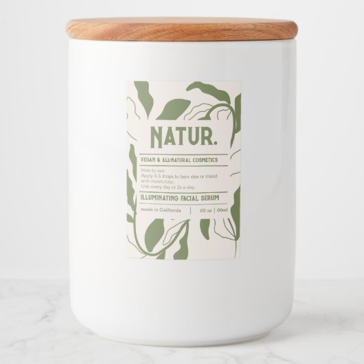 Botanisch modern patroon Cosmetisch productetiket Voedselcontainer Etiket (Voorkant)