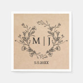 Botanisch Modern Script Bruiloft Kraft Servet (Voorkant)