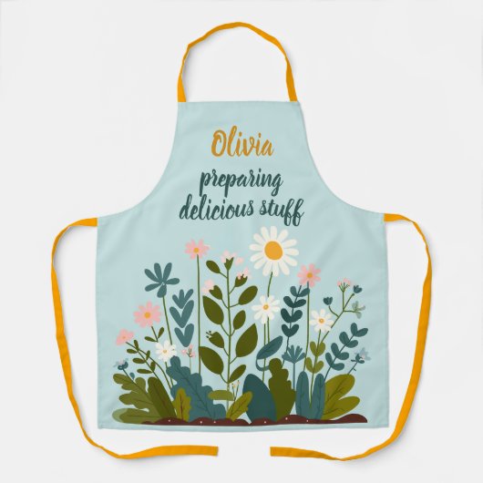 Botanisch moderne elegante madeliefjes gepersonal schort (Voorkant)