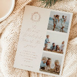 Botanisch Monogram 3 Foto Folie Feestdagenkaart<br><div class="desc">het is de mooiste tijd van het jaar!,   botanische monogram lijst,  3 foto folie vakantie kaart. Kenmerken,  beige achtergronden met elegante typografie.</div>