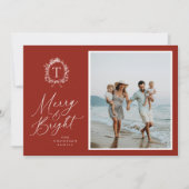  Botanisch Monogram 3 Foto Vakantie Kaart (Voorkant)