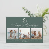  Botanisch Monogram 3 Foto Vakantie Kaart (Staand voorkant)