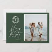  Botanisch Monogram 3 Foto Vakantie Kaart (Voorkant)