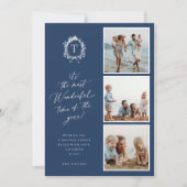  Botanisch Monogram 3 Foto Vakantie Kaart (Voorkant)