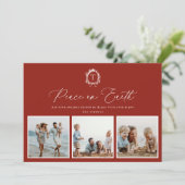  Botanisch Monogram 3 Foto Vakantie Kaart (Staand voorkant)