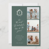  Botanisch Monogram 3 Foto Vakantie Kaart (Voorkant)