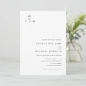 Botanisch Monogram Ampersand Plain White Wedding Kaart (Staand voorkant)