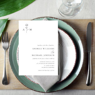 Botanisch Monogram Ampersand Plain White Wedding Kaart