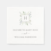 Botanisch Monogram Bruiloft Servet (Voorkant)