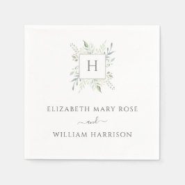 Botanisch Monogram Bruiloft Servet