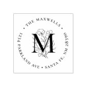 Botanisch Monogram Circulaire Familie Terugkeeradr Rubberstempel (Afrduk)