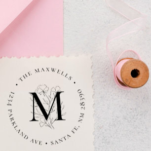 Botanisch Monogram Circulaire Familie Terugkeeradr Rubberstempel