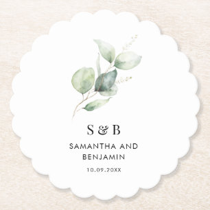 Botanisch Monogram Eucalyptus Minimalistische Brui Kartonnen Onderzetters