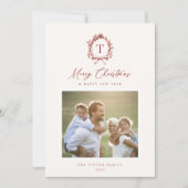  Botanisch Monogram Foto Vakantie Kaart (Voorkant)