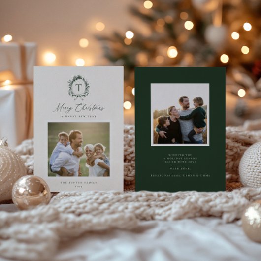  Botanisch Monogram Foto Vakantie Kaart