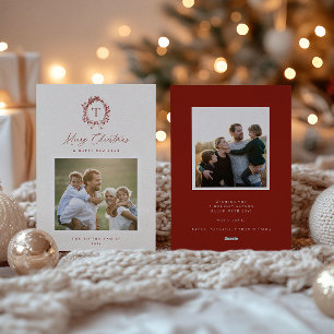  Botanisch Monogram Foto Vakantie Kaart