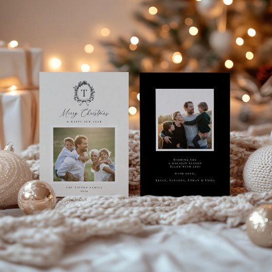 Botanisch Monogram Foto Vakantie Kaart