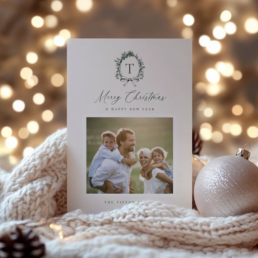  Botanisch Monogram Foto Vakantie Kaart