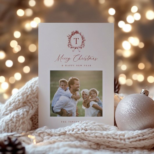  Botanisch Monogram Foto Vakantie Kaart