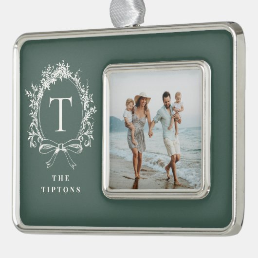  botanisch monogram groen verzilverd omlijst ornament (Links)