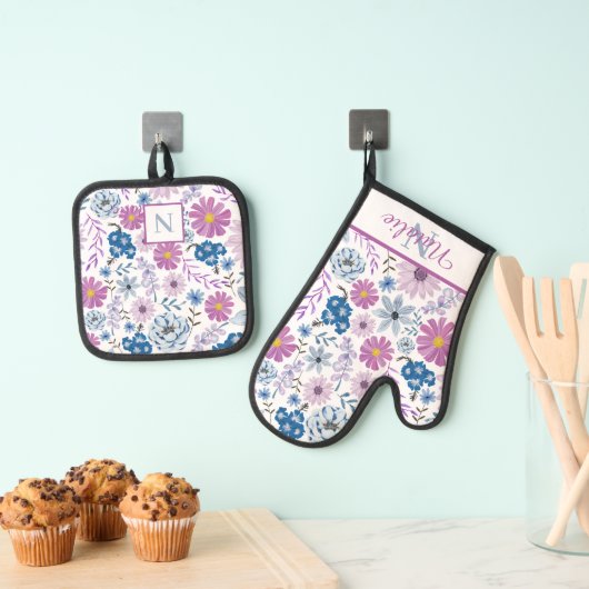 Botanisch monogram Home Chef Keukenbescherming Ovenwant & Pannenlap Set (Insitu(Ophanging))